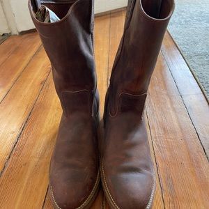 L.L. Bean Motorcycle Biker Riding Brown Leather Pull-On Boots 11.5 N Western.